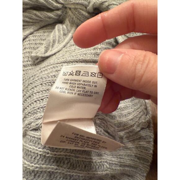 Moth Anthropologie Women's Gray Cowl Neck Knit Tie Front Sweater Size Medium - Picture 7 of 10